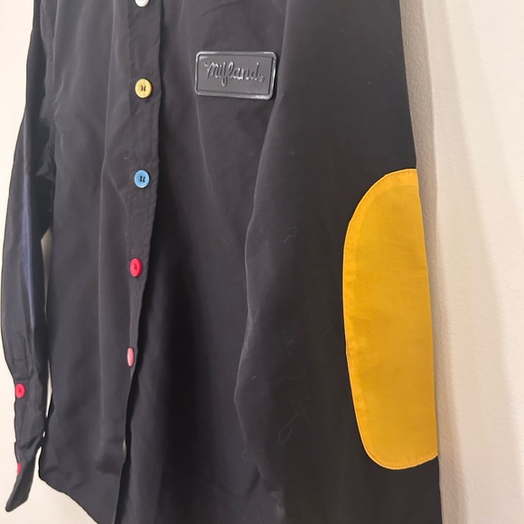 mifland lightweight multicolor black shirt XS button up rainbow colorblock - Picture 4 of 7